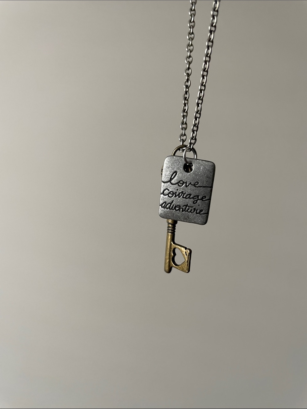 Key + word plaque Necklace
